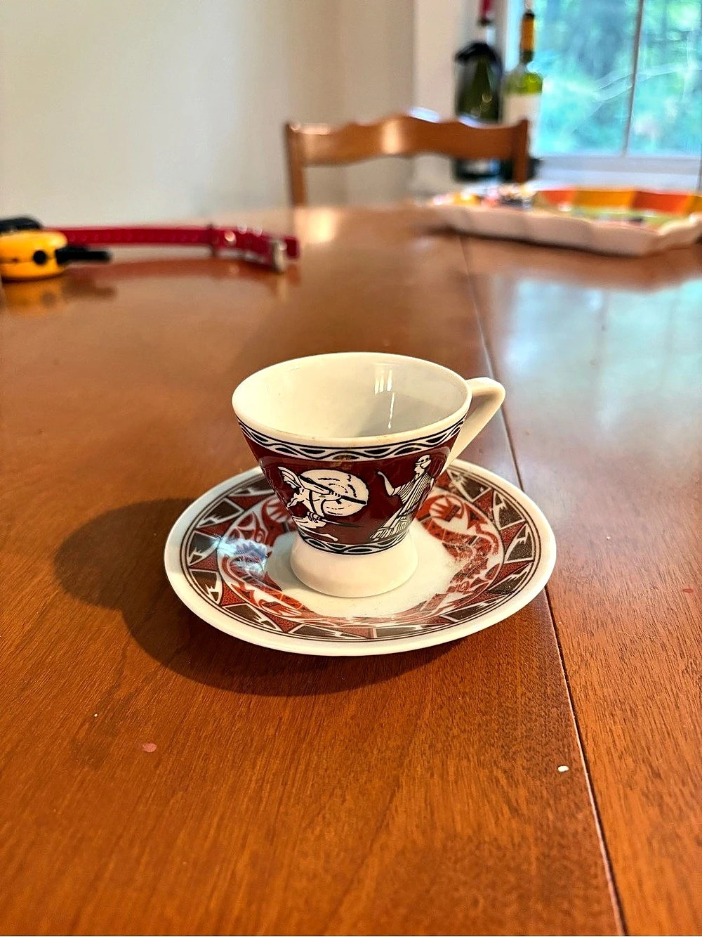 Red & White Decorative Cup and Saucer